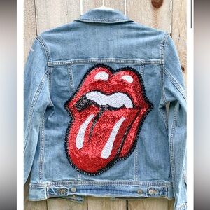 Custom sequin Rolling Stones Jean jacket